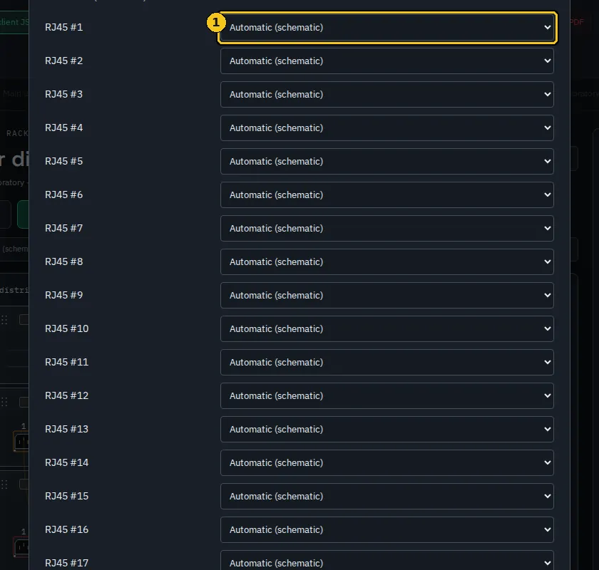 Configure faces: one row per port.