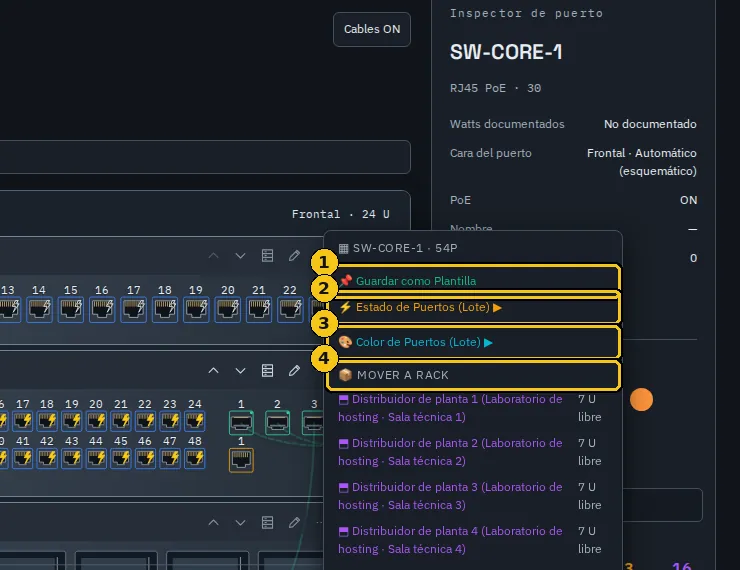 Opciones del equipo (SW-CORE-1).